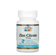 21st Century Zinc Citrate, 50 mg, 60 tablets
